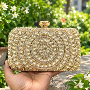 Royal Circular Mandala Zircon Evening Clutch Bag