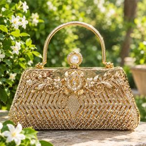 Vintage Floral Curved Bridal Evening Purse
