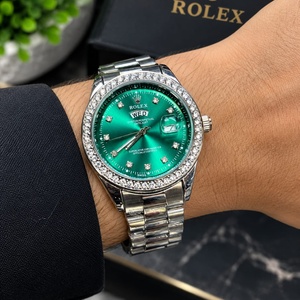Rolex premium quality   Day-Date Green Dial Silver Men's smart  Watch