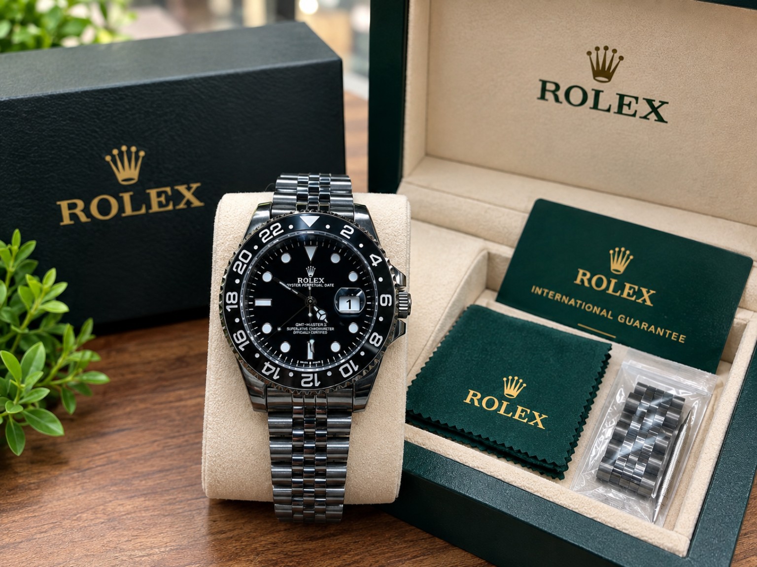 Rolex  GMT master  Style Watch – Black  Dial, Black-white  Bezel, Full black  Bracelet